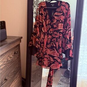 City Chic Red and Black Paisley Dress